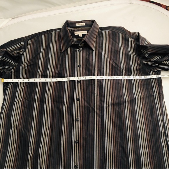 Pronto Uomo brown striped button down shirt 3XLT - Picture 4 of 5